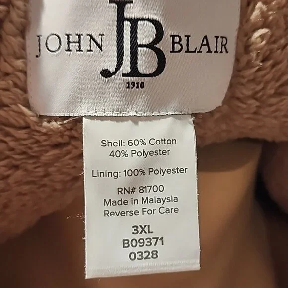 new JOHN BLAIR mens 3XL Supreme Fleece Sherpa Lined Hoodie zip up sweatshirt - Picture 3 of 6